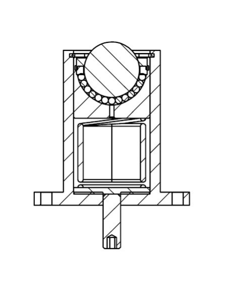 Esfera de Transferência sólida c/flange inferior e suspensão média Aço/Aço 25-125