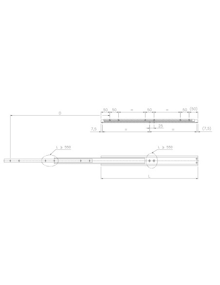 RA5R-250 - Guia Telescópica Aço Zincado Ext. Total
