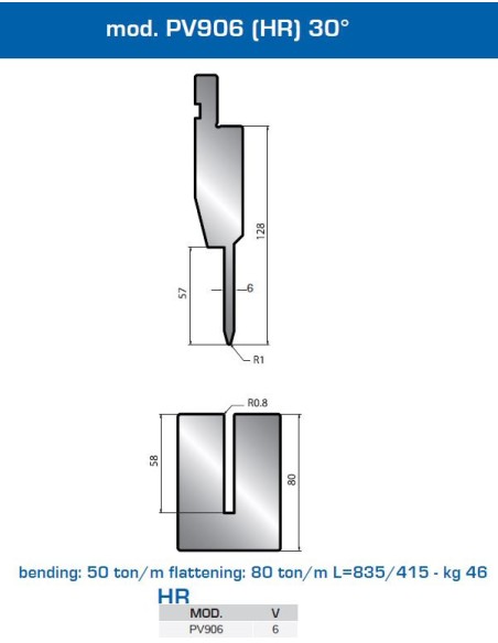 Matriz e Punção  Mod. PV906 (HR) 30º