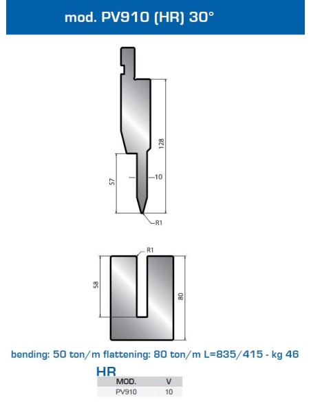Matriz e Punção  Mod. PV910 (HR) 30º