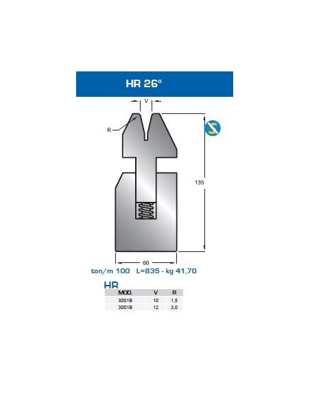 Matriz com mola 3001B HR 26º  V10-V12