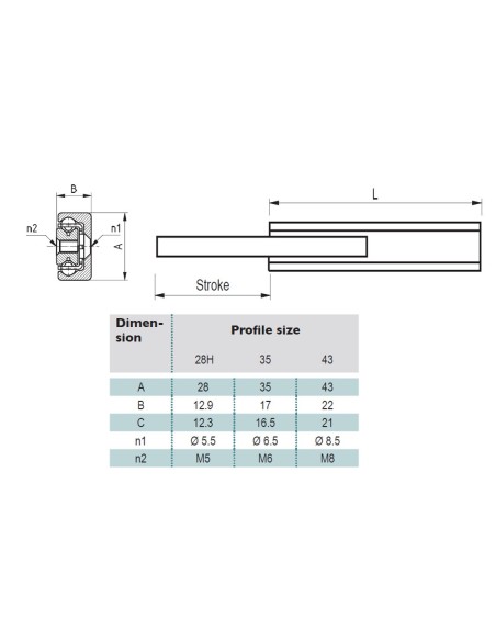 LCAE 43-450 - Guia Telescópica Ext. Parcial