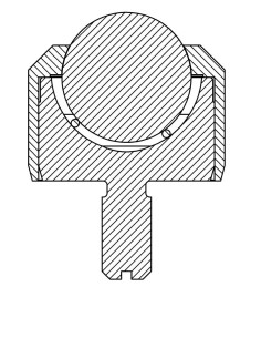 Esfera de Transferência Mini s/flange e perno roscado cabeça cónica Aço/Aço inox 4-5