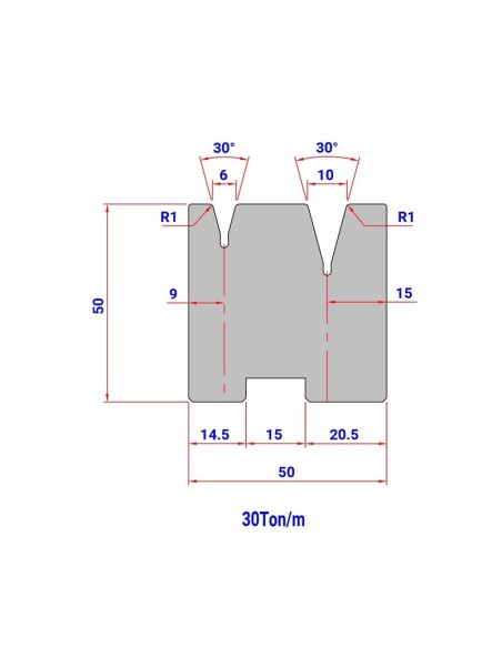 Matriz Duplo V Mod. 33756 HR/TH 30º